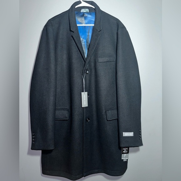 Michael Kors Slim Fit Wool Blend Overcoat — Black (Size 46R)